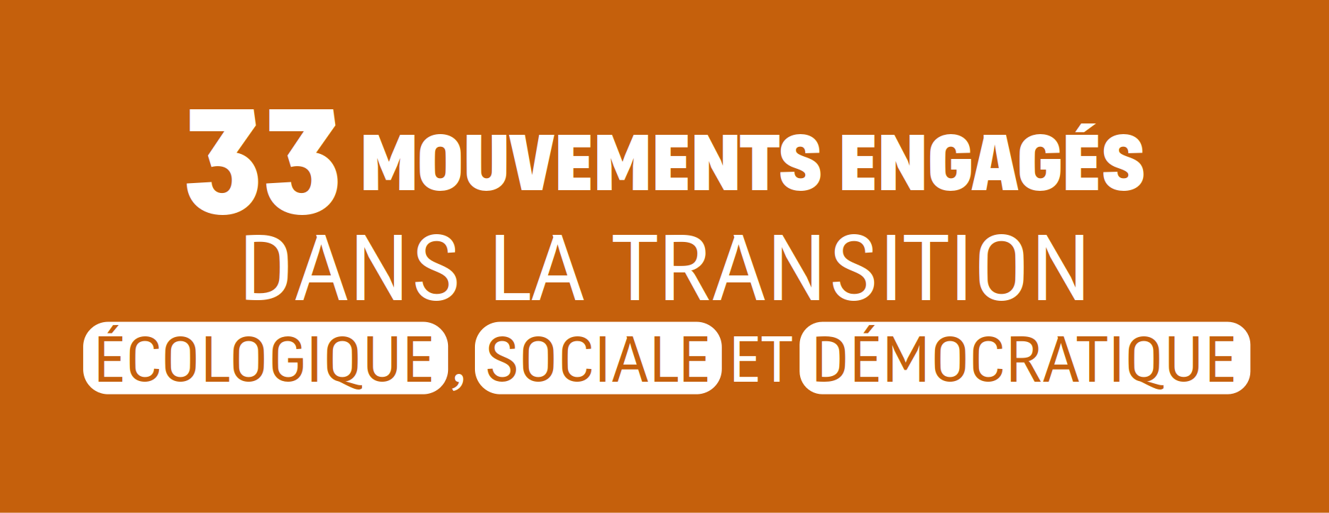 33 mouvements engagés dans la transition écologique, sociale et démocratique